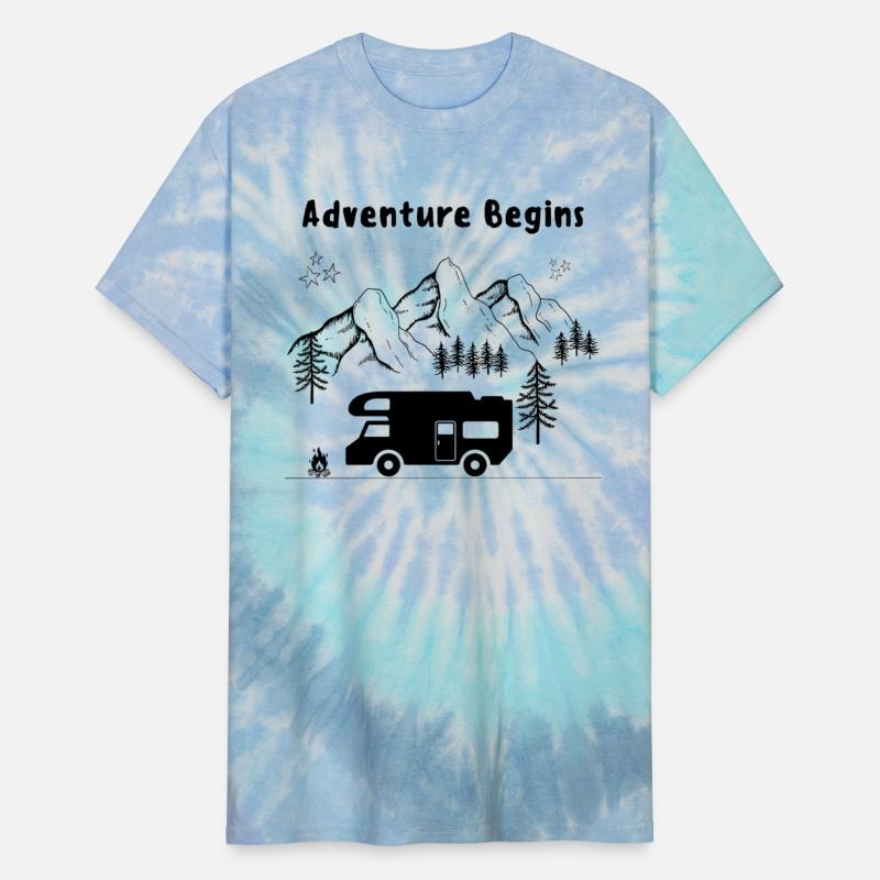 Adventure Begins Camping-car Mountain Forest Stars