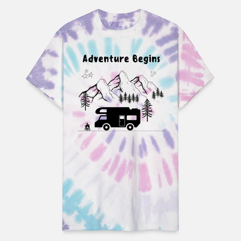Adventure Begins Camping-car Mountain Forest Stars