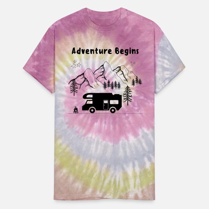 Adventure Begins Camping-car Mountain Forest Stars