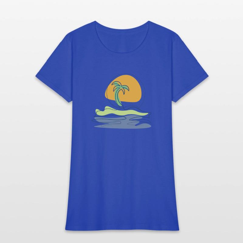 Beach scene with lonely palm tree on island