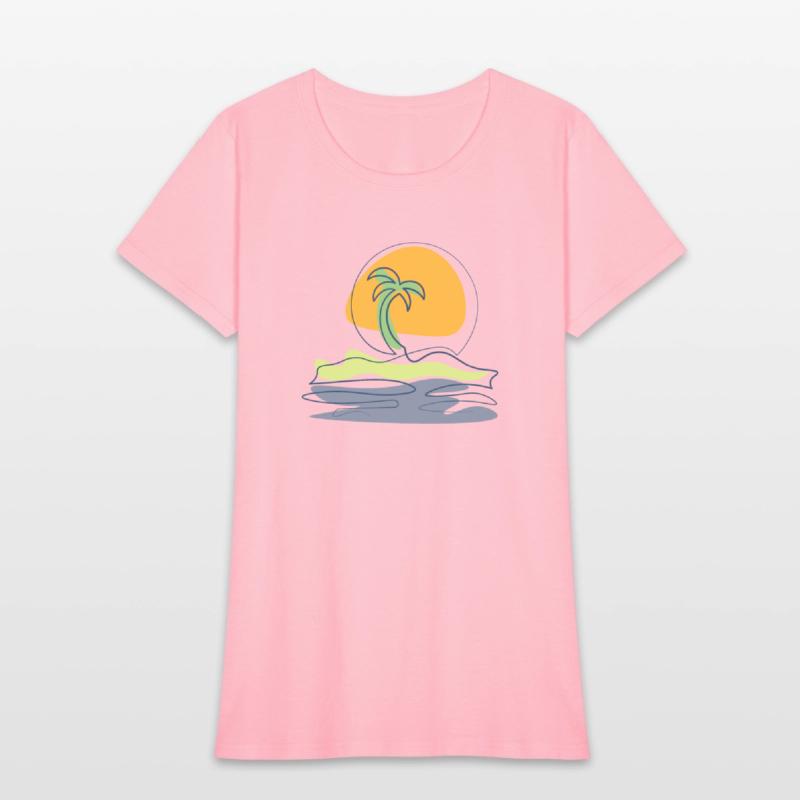 Beach scene with lonely palm tree on island