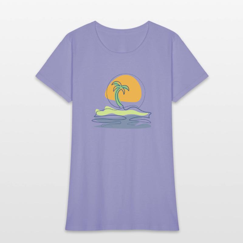 Beach scene with lonely palm tree on island