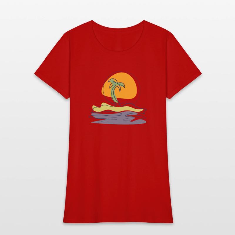 Beach scene with lonely palm tree on island