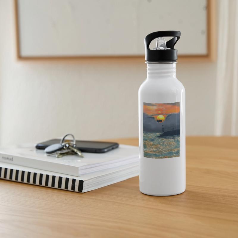 Beautiful Sunset evening at port with aeroplane