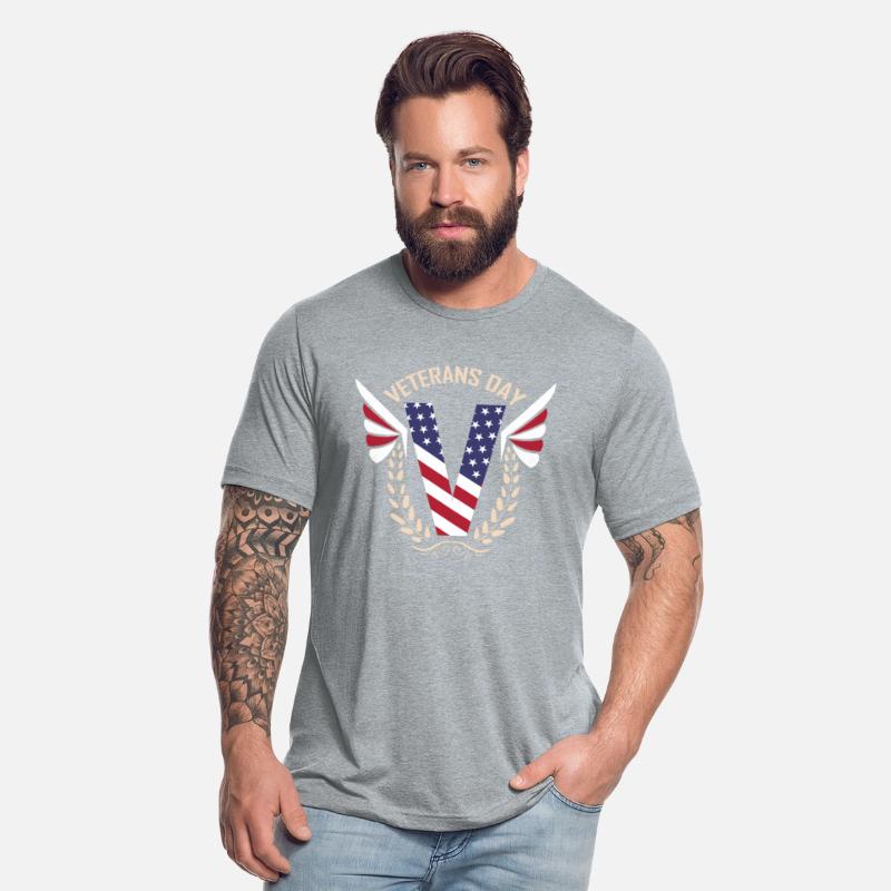 Big V In Us Flag Colors With Oak Leaves For