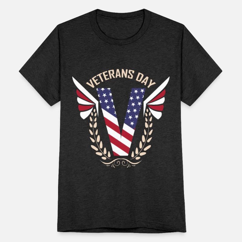 Big V In Us Flag Colors With Oak Leaves For