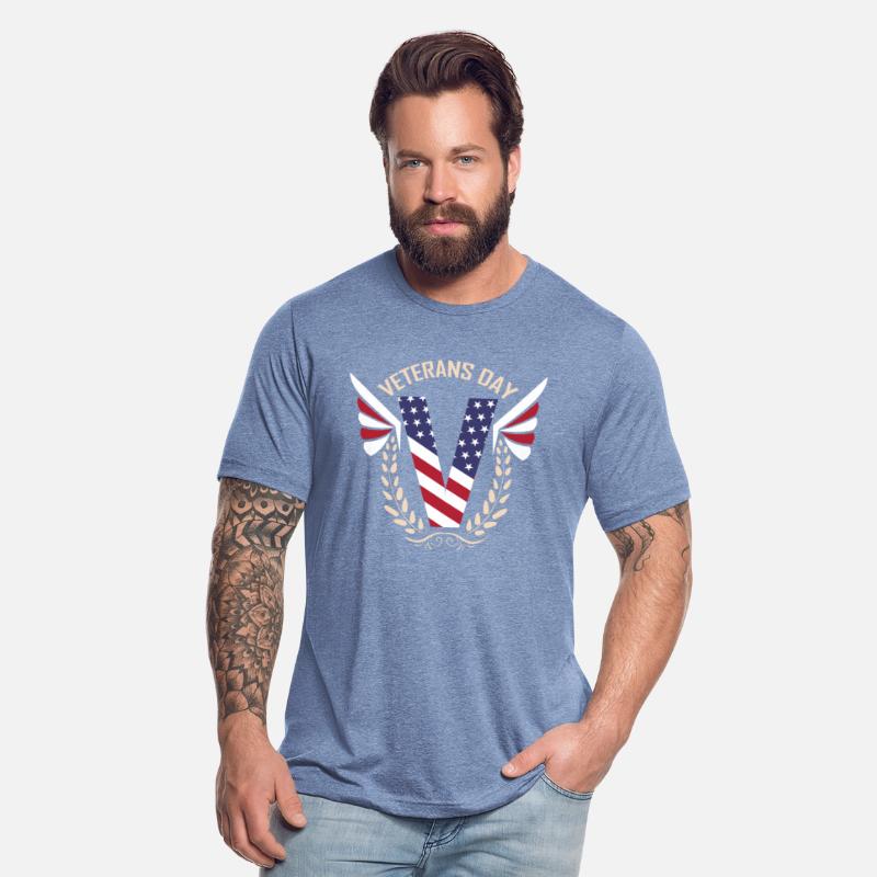 Big V In Us Flag Colors With Oak Leaves For