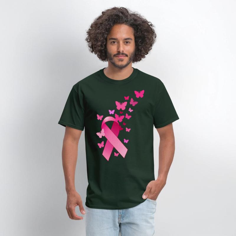 Breast Cancer Awareness Ribbon And Butterflies