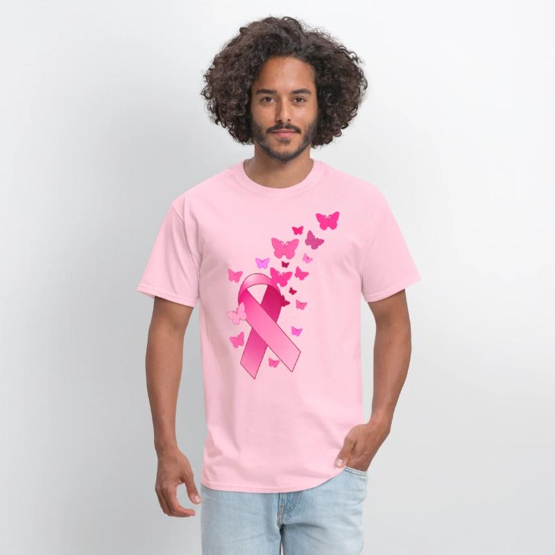 Breast Cancer Awareness Ribbon And Butterflies