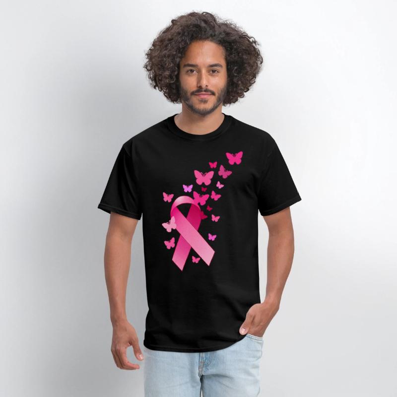 Breast Cancer Awareness Ribbon And Butterflies