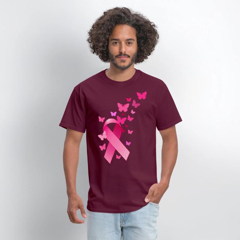 Breast Cancer Awareness Ribbon And Butterflies