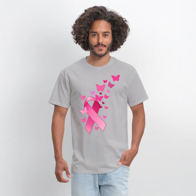 Breast Cancer Awareness Ribbon And Butterflies