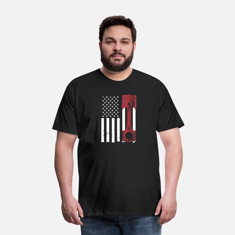 Car Enthusiast American Flag Piston Muscle Car Ame