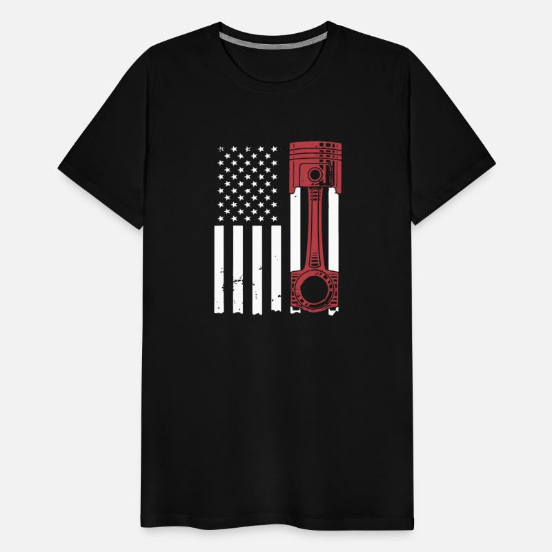 Car Enthusiast American Flag Piston Muscle Car Ame