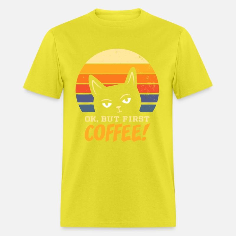 Cat Ok But First Coffee Morning Grouch Kitten Retr