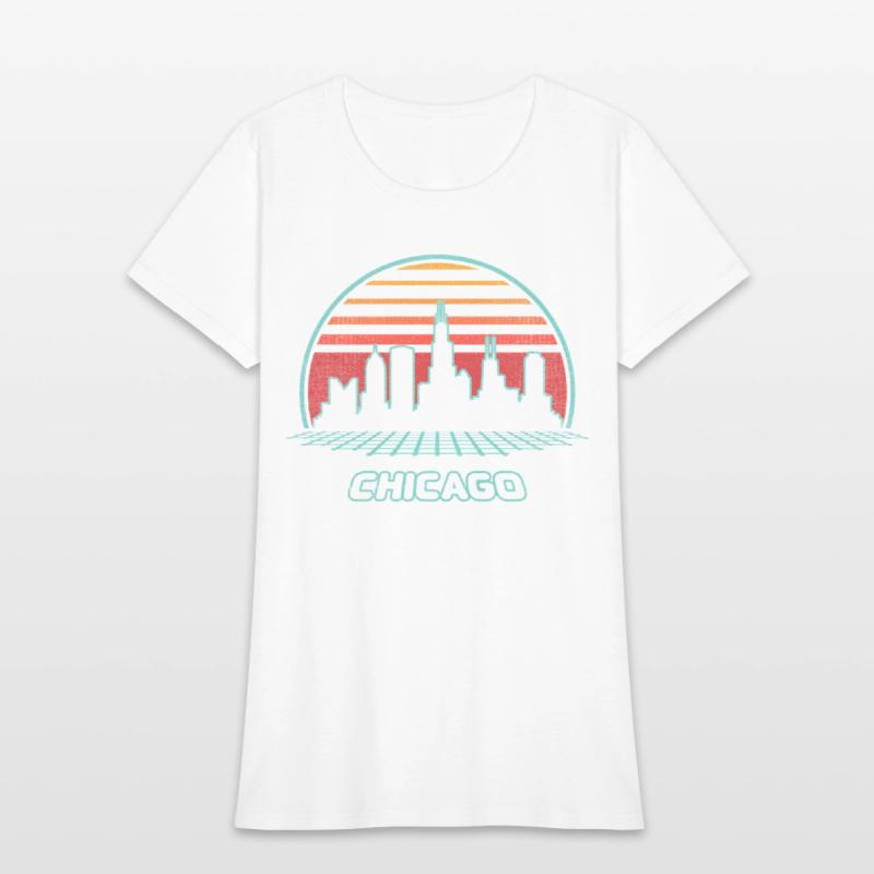 Chicago City Skyline 80S Style