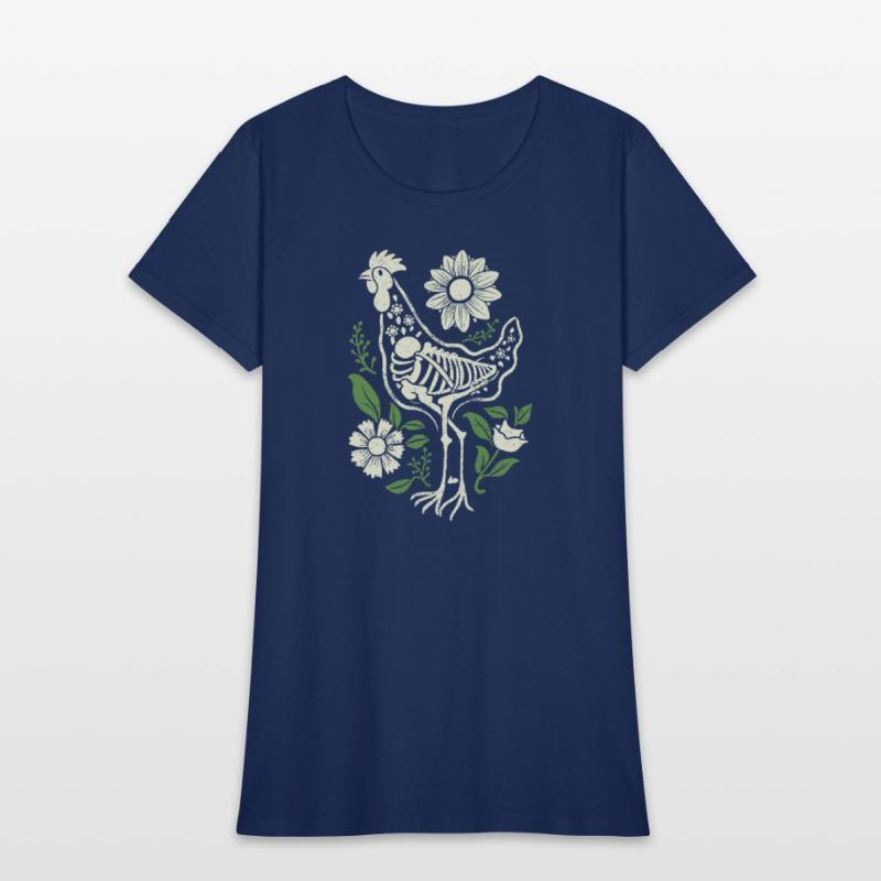 Chicken Hen Floral Skeleton Flower Animal