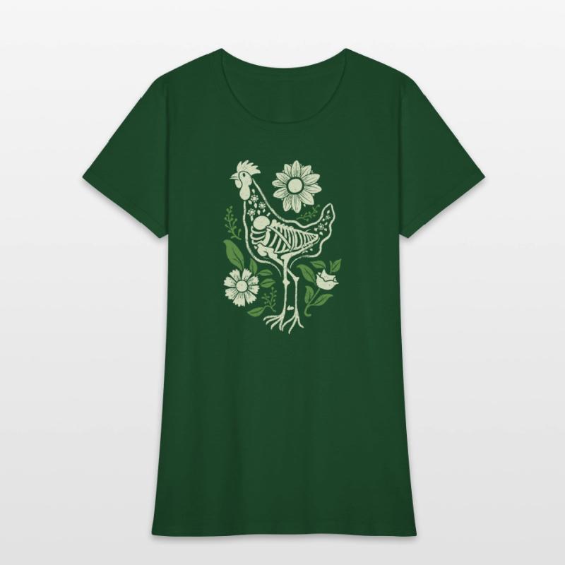 Chicken Hen Floral Skeleton Flower Animal