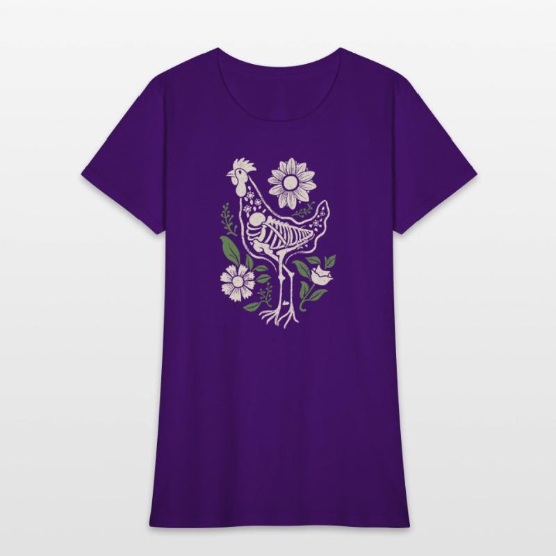 Chicken Hen Floral Skeleton Flower Animal