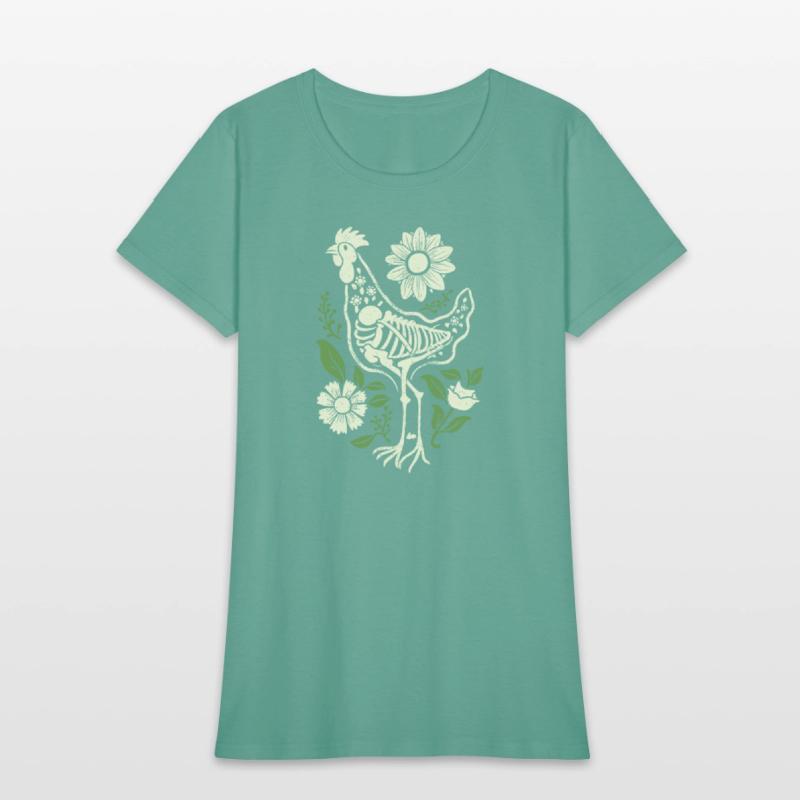 Chicken Hen Floral Skeleton Flower Animal