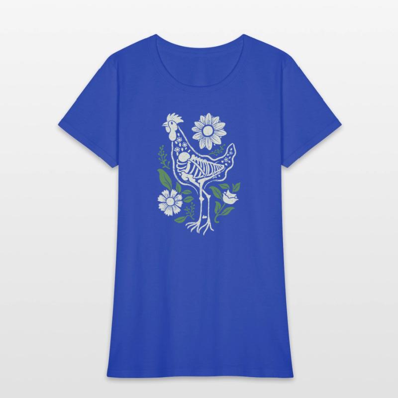 Chicken Hen Floral Skeleton Flower Animal