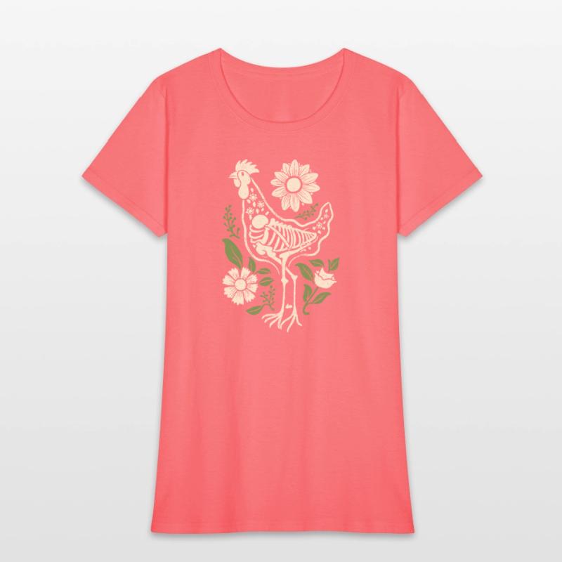 Chicken Hen Floral Skeleton Flower Animal
