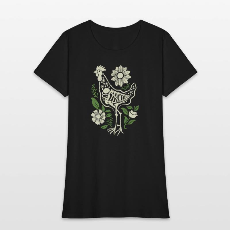 Chicken Hen Floral Skeleton Flower Animal