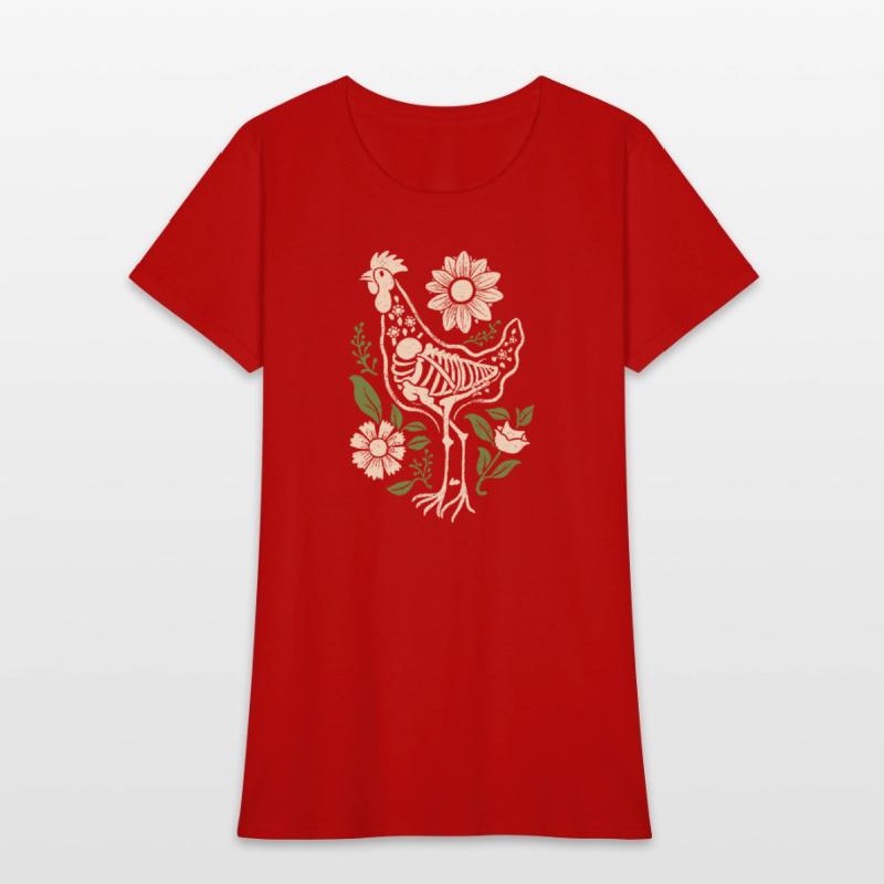 Chicken Hen Floral Skeleton Flower Animal