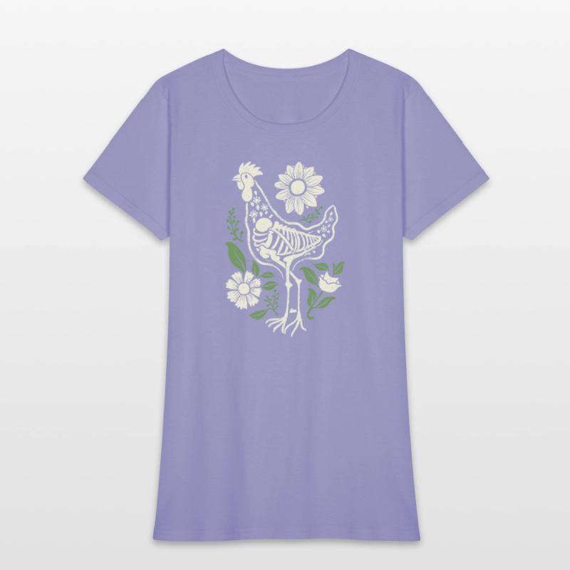 Chicken Hen Floral Skeleton Flower Animal