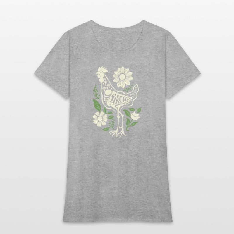 Chicken Hen Floral Skeleton Flower Animal