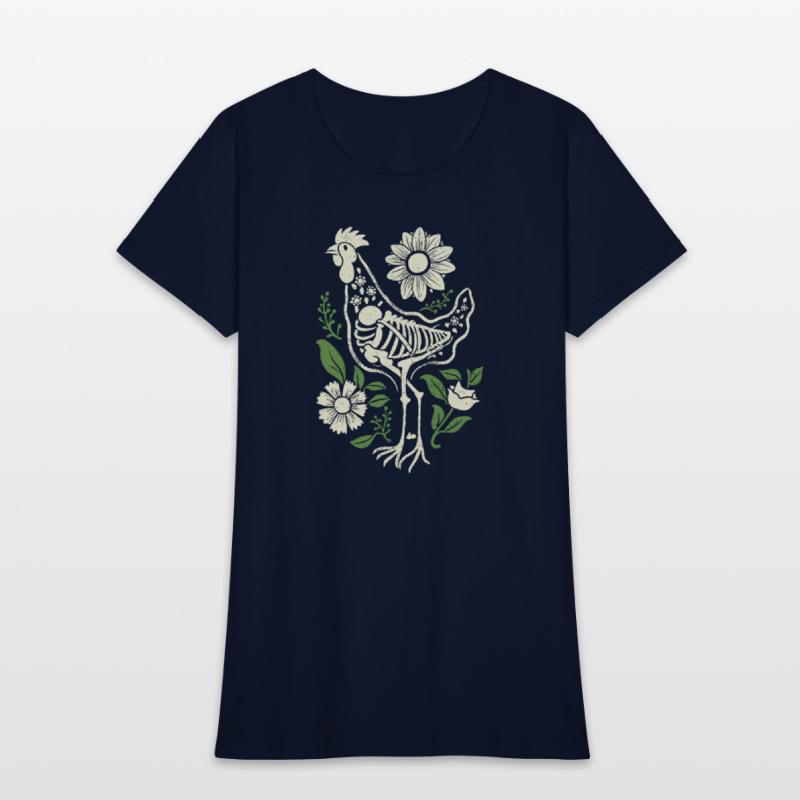 Chicken Hen Floral Skeleton Flower Animal