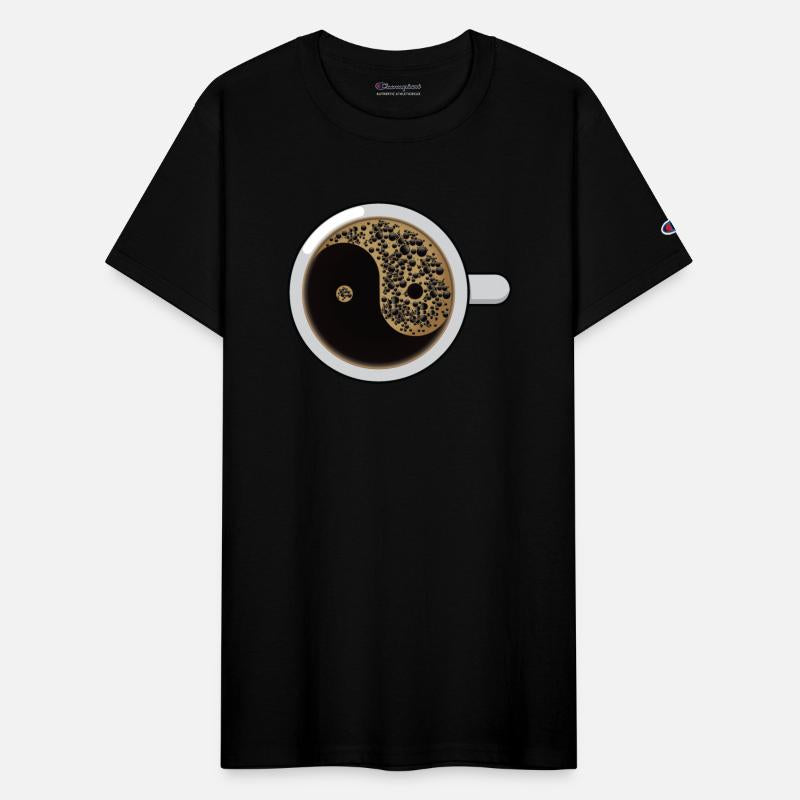 Chinese yin yang symbol on coffee cup foam