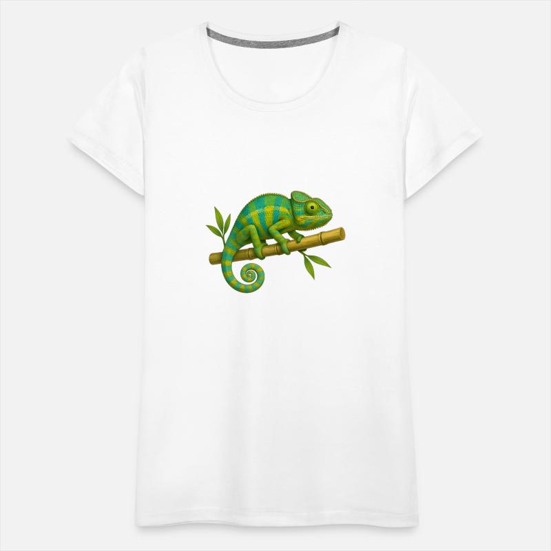 Colorful Chameleon on Bamboo Branch