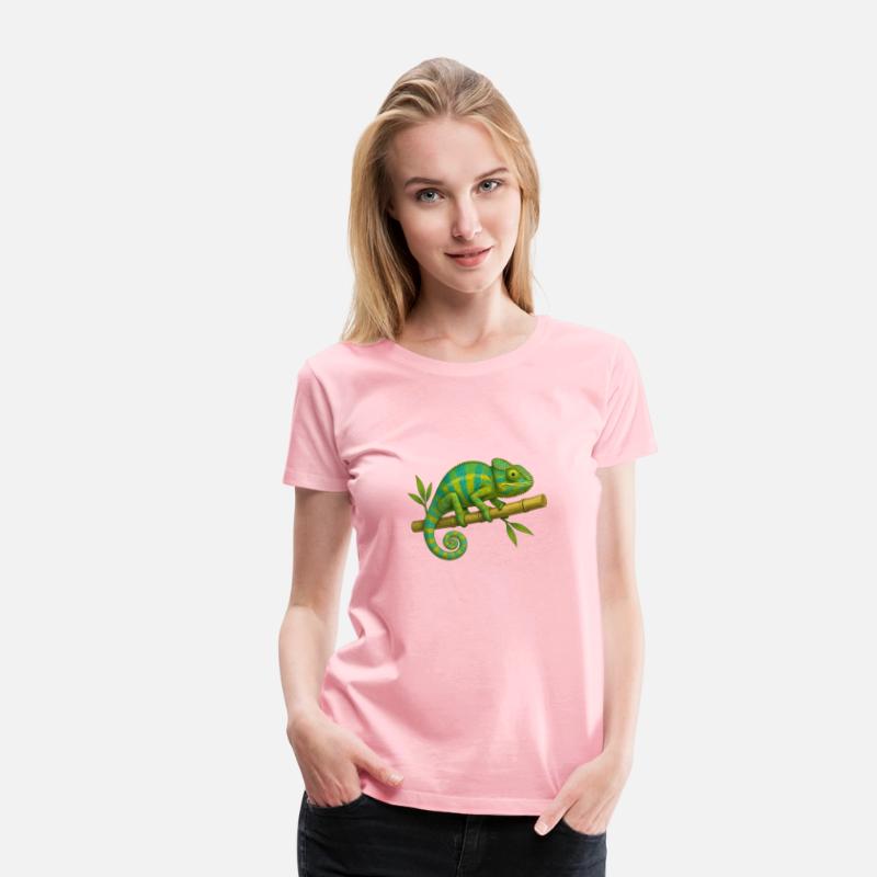 Colorful Chameleon on Bamboo Branch