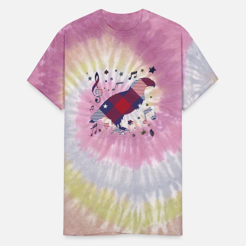 Colorful Patchwork Bird and Music Notes