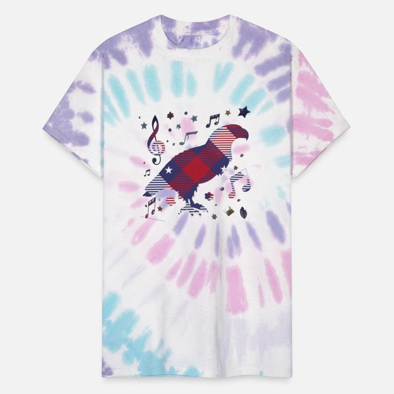 Colorful Patchwork Bird and Music Notes