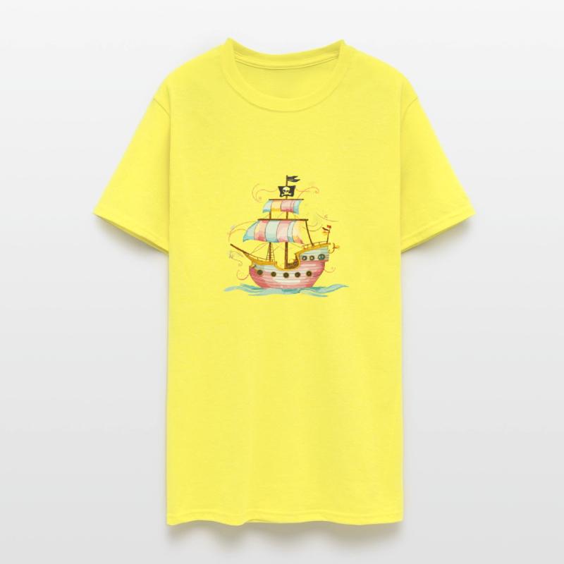 Colorful Pirate Ship Adventure Fantasy Watercolor