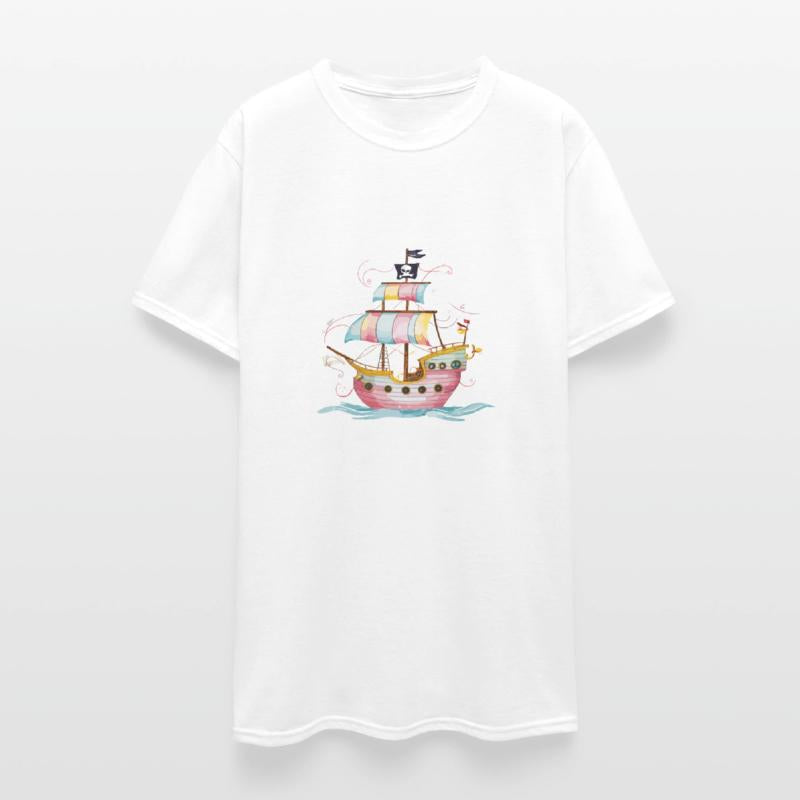 Colorful Pirate Ship Adventure Fantasy Watercolor