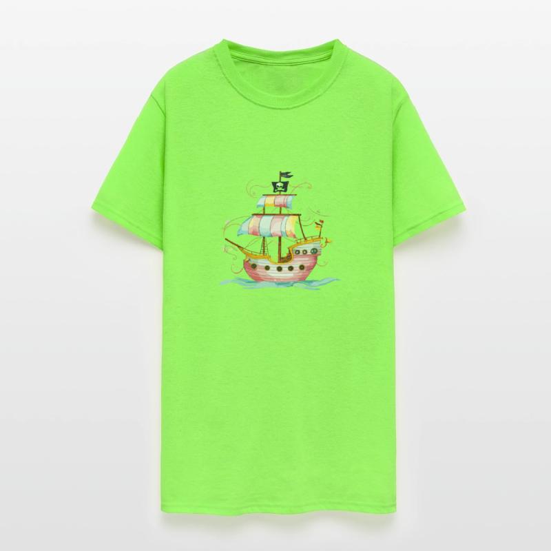 Colorful Pirate Ship Adventure Fantasy Watercolor