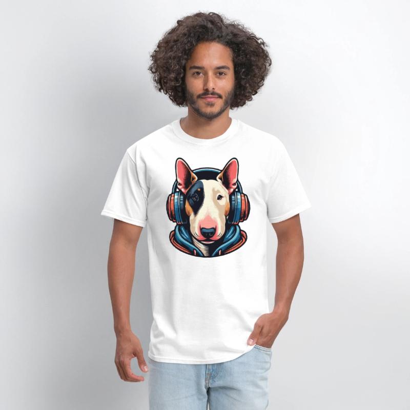 Cool Bull Terrier With Headphone