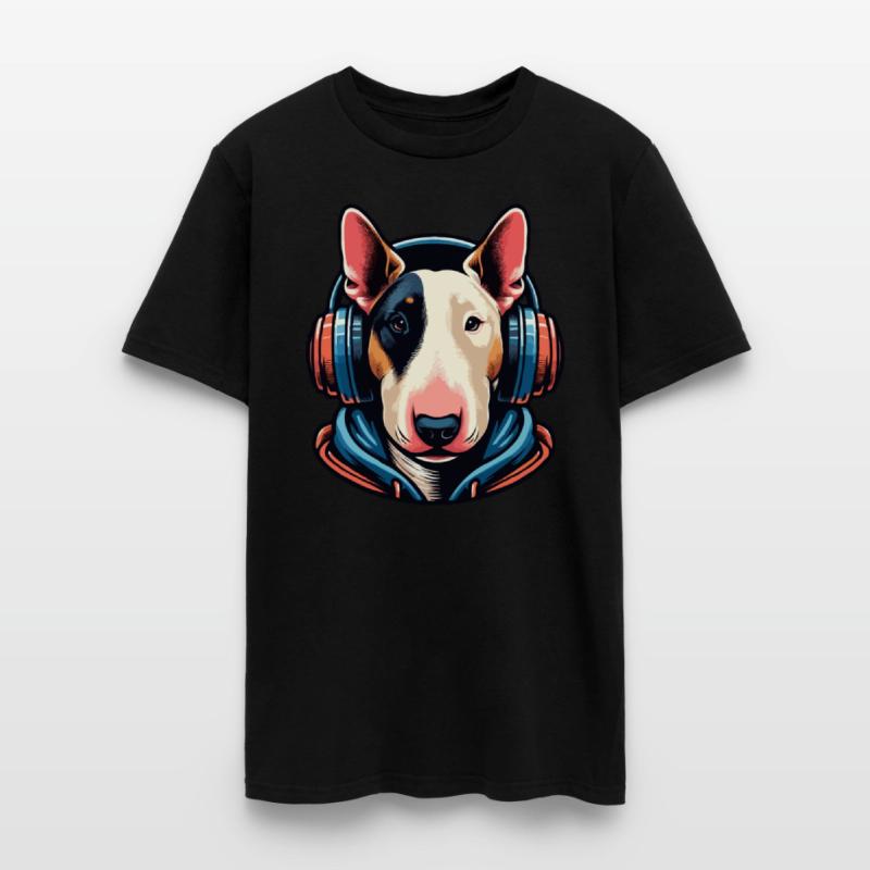 Cool Bull Terrier With Headphone