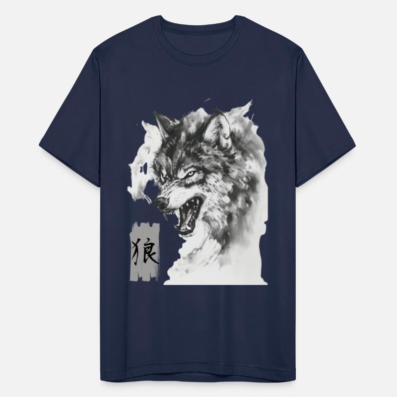Cool Japanese Wolf Art with Kanji