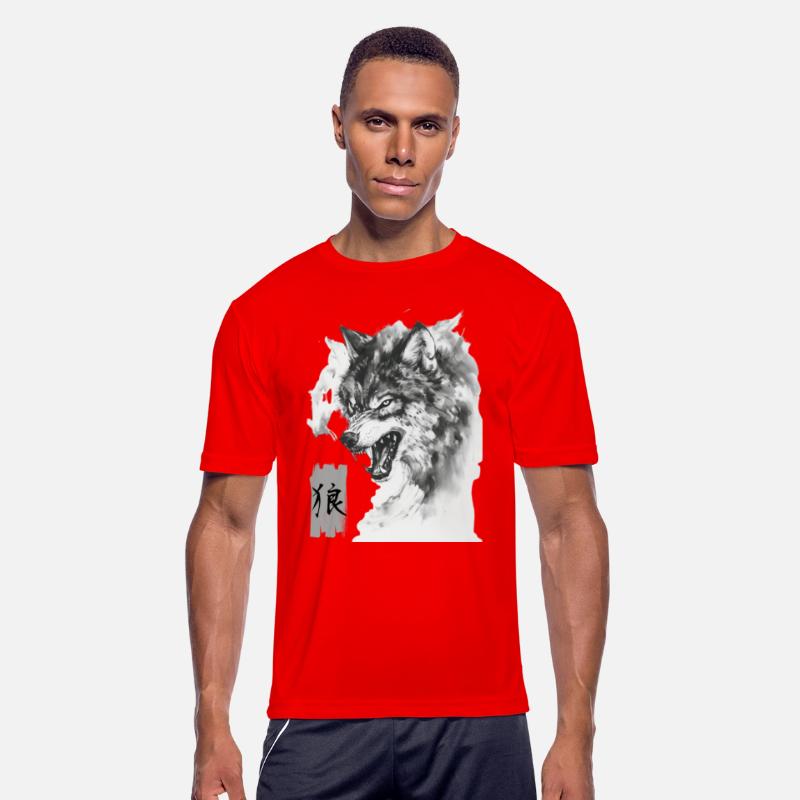 Cool Japanese Wolf Art with Kanji