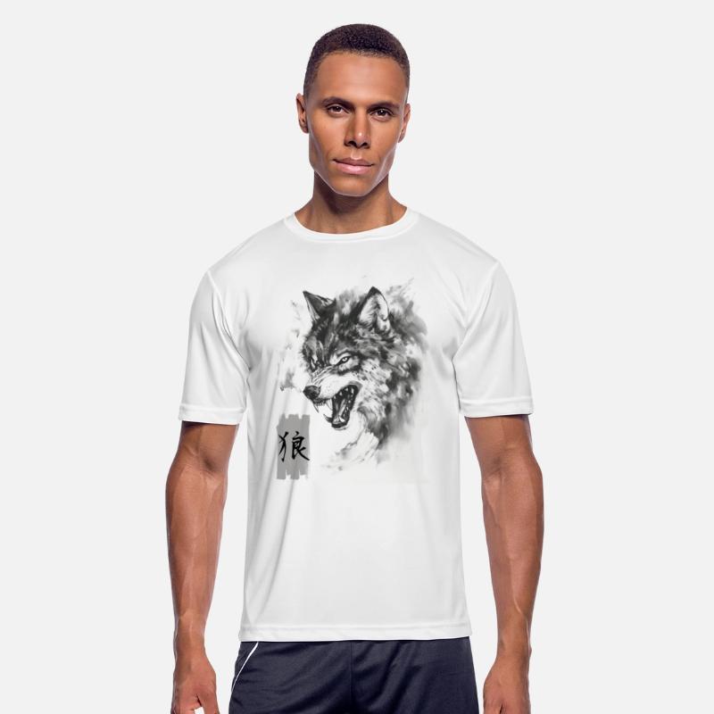 Cool Japanese Wolf Art with Kanji