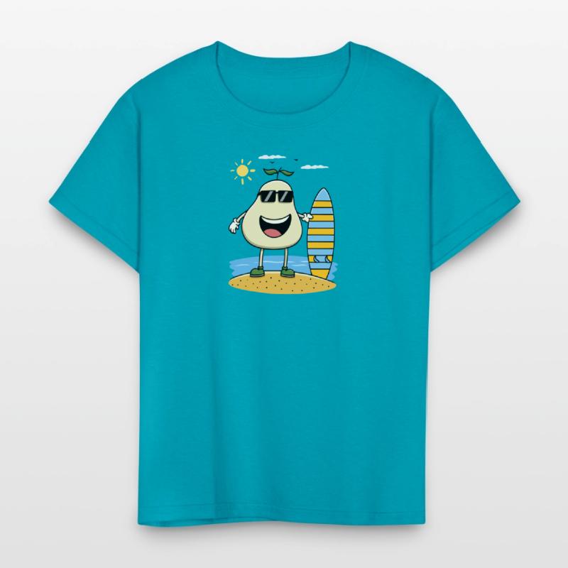 Cool Surfing Pear – Funny Summer Beach Cartoon Des