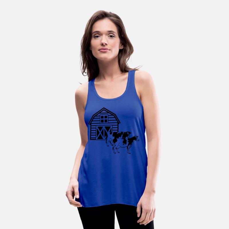 Cow farm with two variegated cows