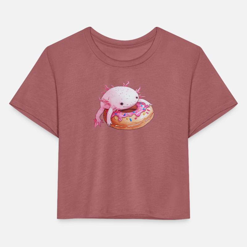 Cute Axolotl Eating Sweet Pink Donut