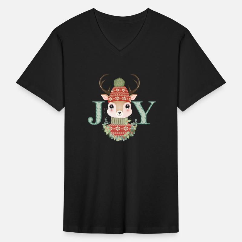 cute deer with sweater and bobble hat Joy