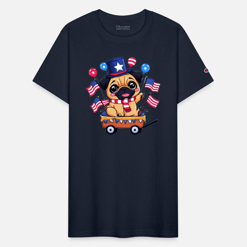 Cute Pug Parade Car Us Flag American Star Hat