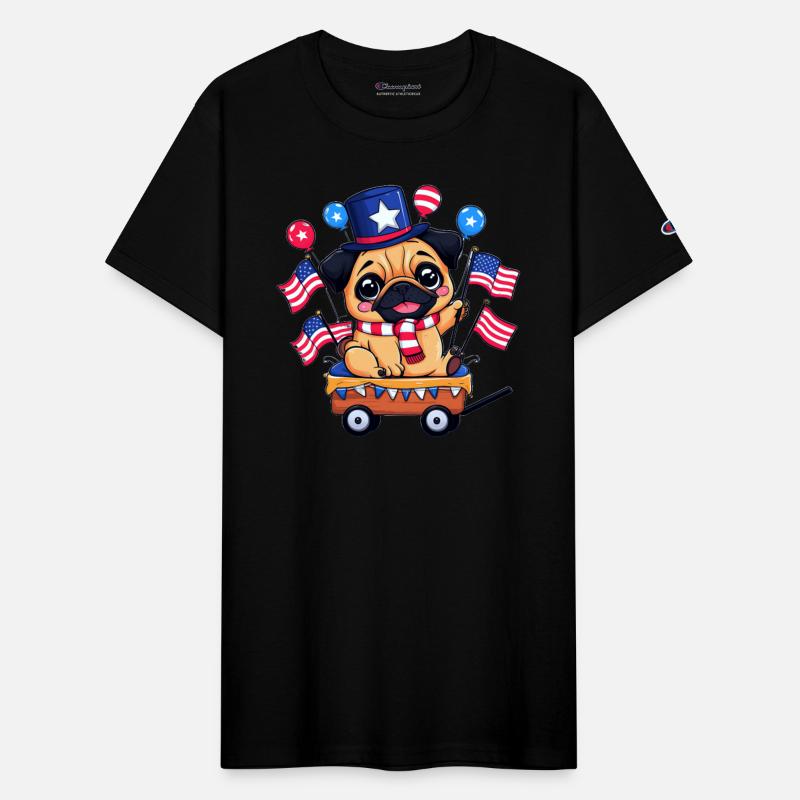 Cute Pug Parade Car Us Flag American Star Hat